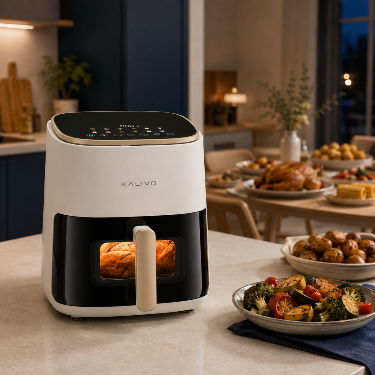IVORY 5L AIR FRYER WITH VIEWING WINDOW